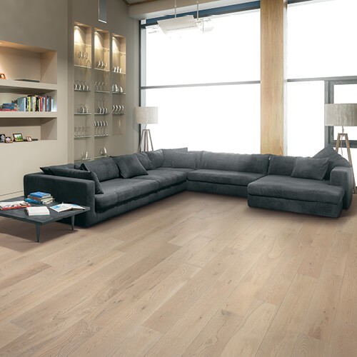 Wood-look luxury vinyl plank in living room